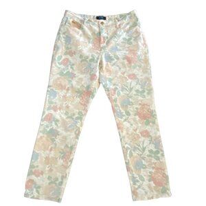 FDJ Stretchy Floral Print Denim Straight Leg Jeans Size 12